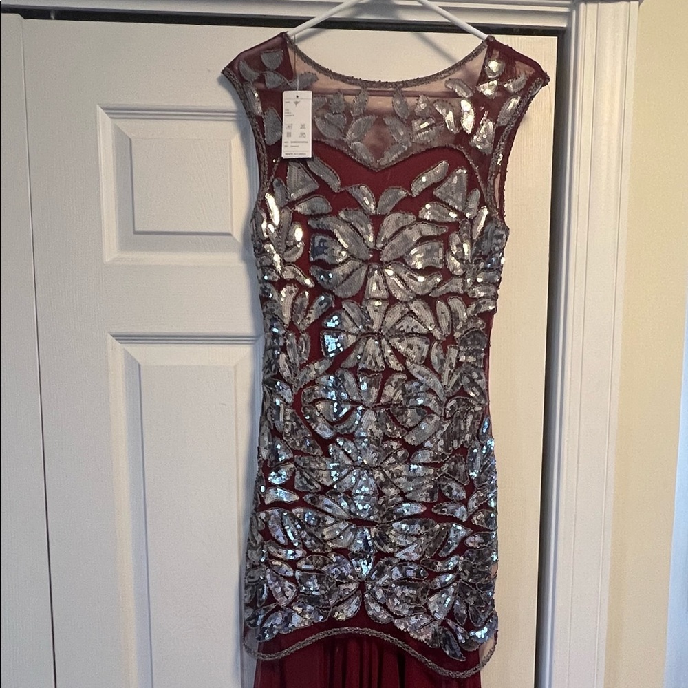 Beautiful burgundy long gown.